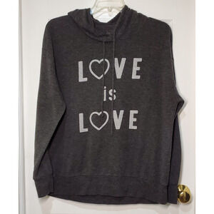 Zoe + Liv Women’s Hoodie XXL Dark Gray “Love Is Love” Graphic Sweatshirt